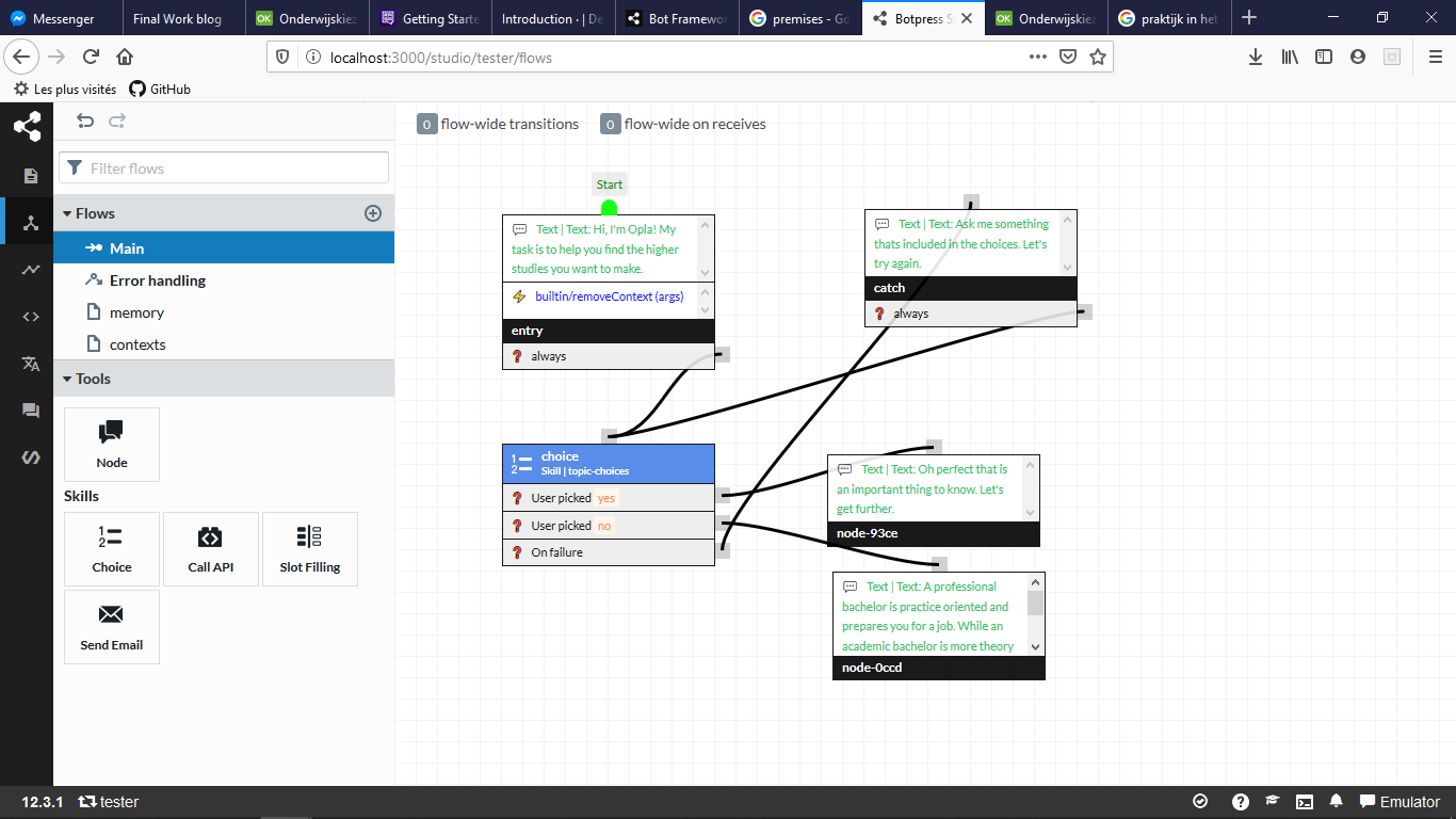 interface chatbot builder van Botpress